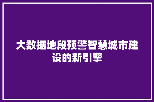 大数据地段预警智慧城市建设的新引擎