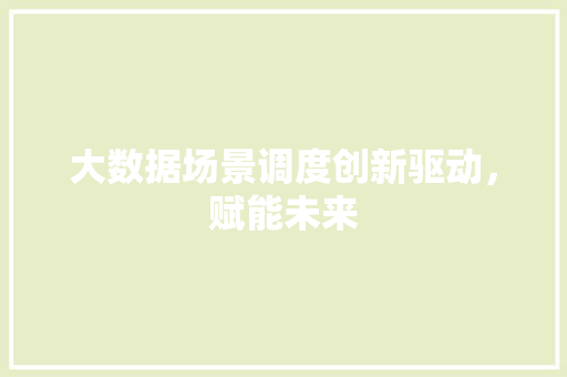 大数据场景调度创新驱动，赋能未来  第1张