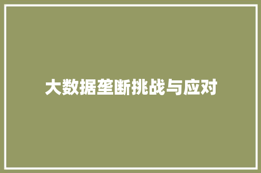 大数据垄断挑战与应对  第1张
