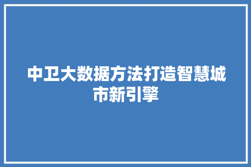 中卫大数据方法打造智慧城市新引擎