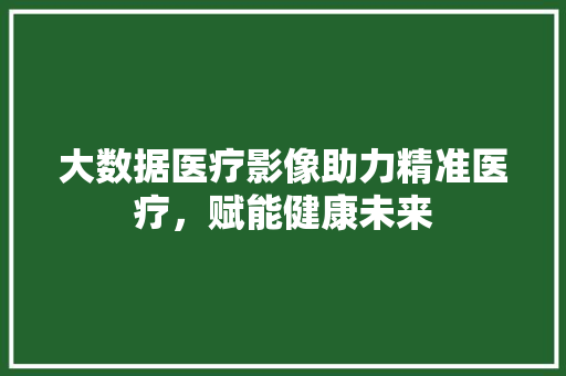 大数据医疗影像助力精准医疗，赋能健康未来