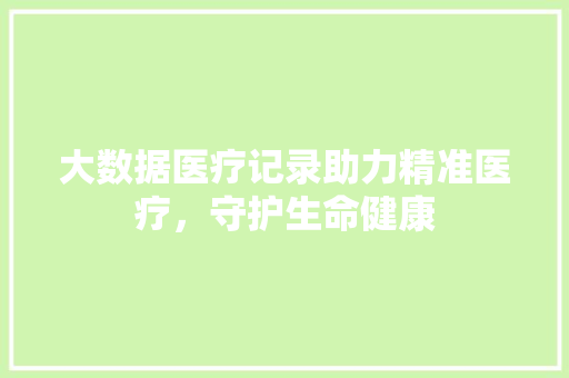 大数据医疗记录助力精准医疗，守护生命健康  第1张