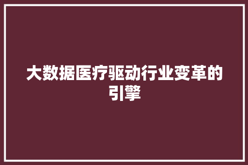 大数据医疗驱动行业变革的引擎