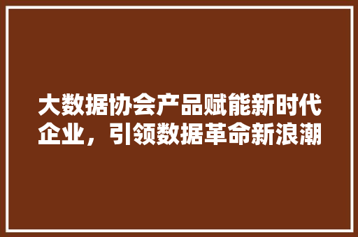 大数据协会产品赋能新时代企业，引领数据革命新浪潮