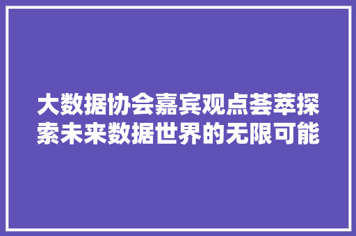 大数据协会嘉宾观点荟萃探索未来数据世界的无限可能
