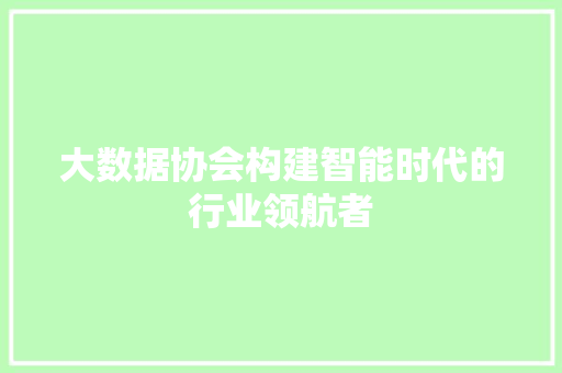 大数据协会构建智能时代的行业领航者