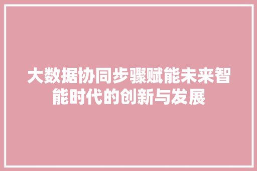 大数据协同步骤赋能未来智能时代的创新与发展