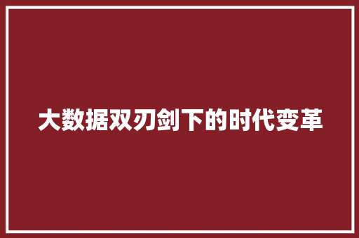 大数据双刃剑下的时代变革  第1张