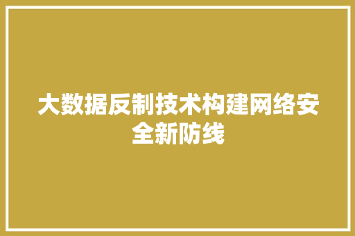 大数据反制技术构建网络安全新防线