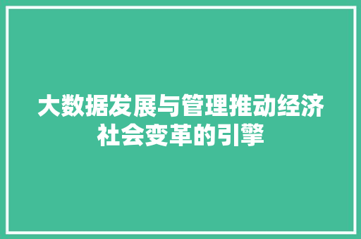大数据发展与管理推动经济社会变革的引擎