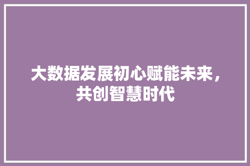 大数据发展初心赋能未来，共创智慧时代