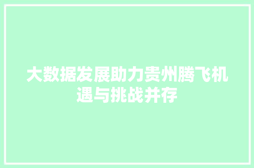 大数据发展助力贵州腾飞机遇与挑战并存