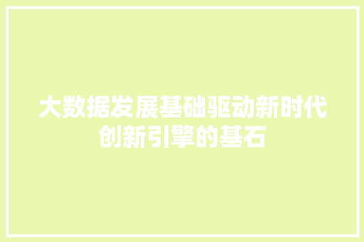 大数据发展基础驱动新时代创新引擎的基石  第1张
