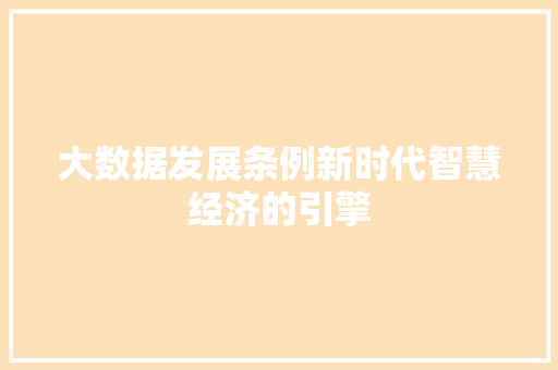 大数据发展条例新时代智慧经济的引擎