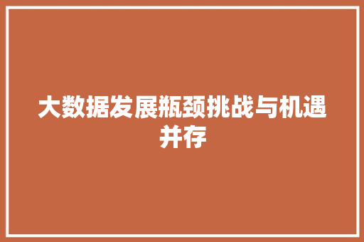 大数据发展瓶颈挑战与机遇并存