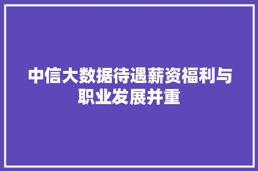 中信大数据待遇薪资福利与职业发展并重