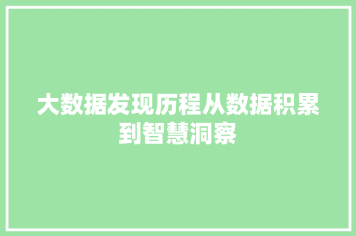 大数据发现历程从数据积累到智慧洞察