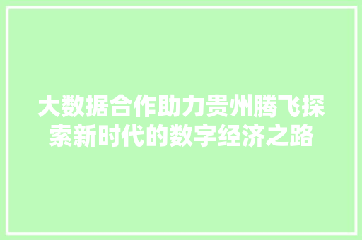 大数据合作助力贵州腾飞探索新时代的数字经济之路  第1张