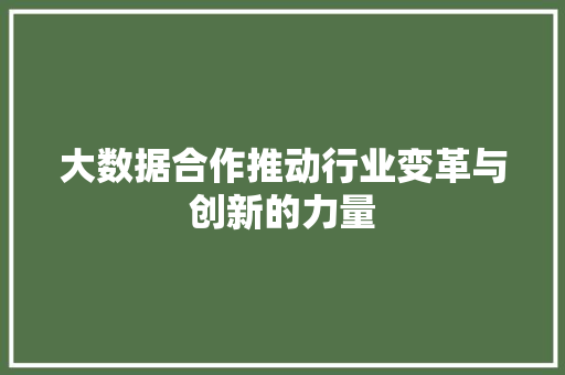 大数据合作推动行业变革与创新的力量  第1张