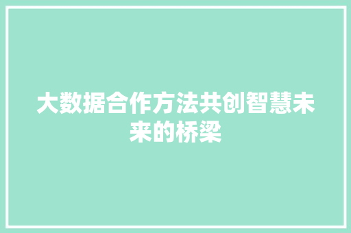 大数据合作方法共创智慧未来的桥梁  第1张