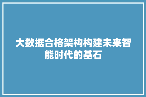 大数据合格架构构建未来智能时代的基石  第1张