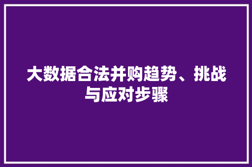 大数据合法并购趋势、挑战与应对步骤