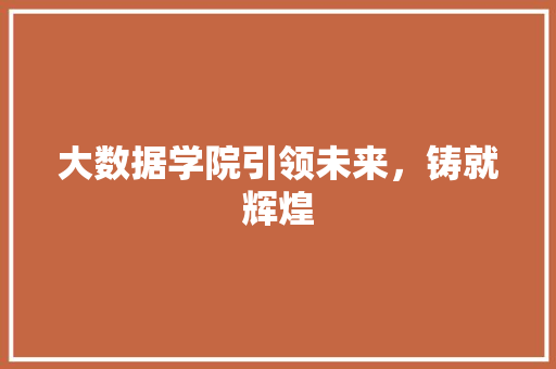 大数据学院引领未来，铸就辉煌  第1张
