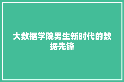 大数据学院男生新时代的数据先锋