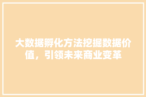 大数据孵化方法挖掘数据价值，引领未来商业变革