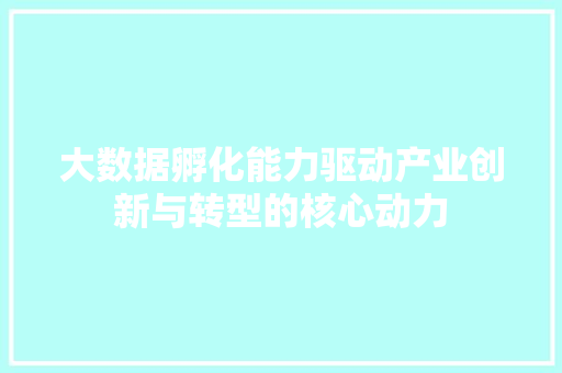 大数据孵化能力驱动产业创新与转型的核心动力