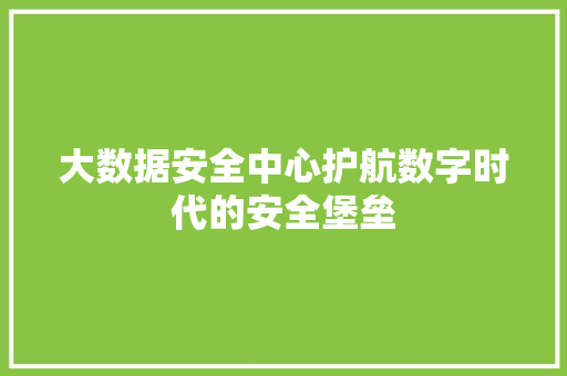 大数据安全中心护航数字时代的安全堡垒  第1张