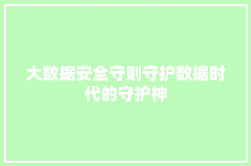 大数据安全守则守护数据时代的守护神