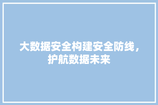 大数据安全构建安全防线，护航数据未来  第1张