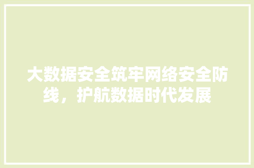 大数据安全筑牢网络安全防线，护航数据时代发展
