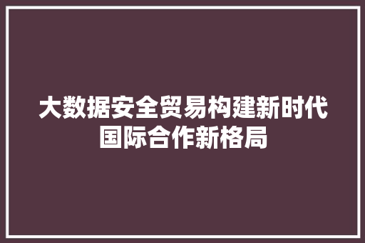 大数据安全贸易构建新时代国际合作新格局