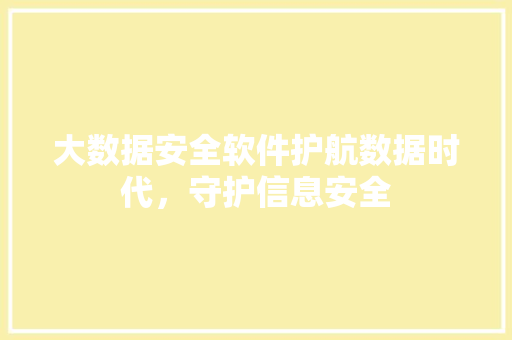 大数据安全软件护航数据时代，守护信息安全  第1张