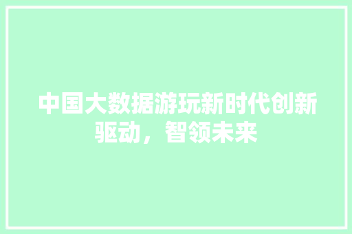中国大数据游玩新时代创新驱动，智领未来