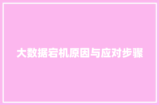 大数据宕机原因与应对步骤