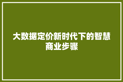 大数据定价新时代下的智慧商业步骤  第1张