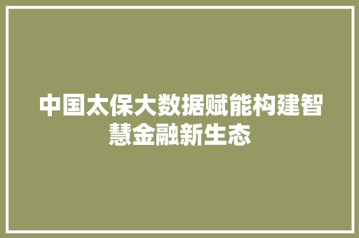 中国太保大数据赋能构建智慧金融新生态
