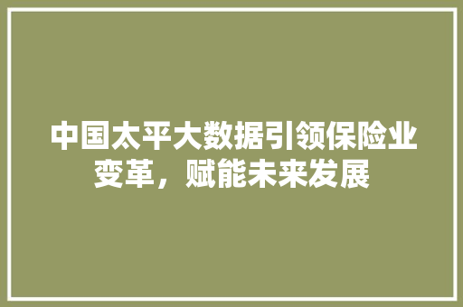 中国太平大数据引领保险业变革，赋能未来发展