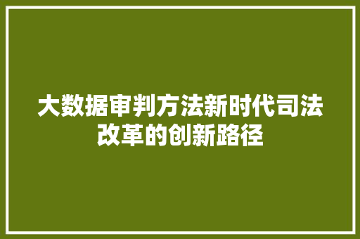 大数据审判方法新时代司法改革的创新路径