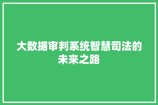 大数据审判系统智慧司法的未来之路