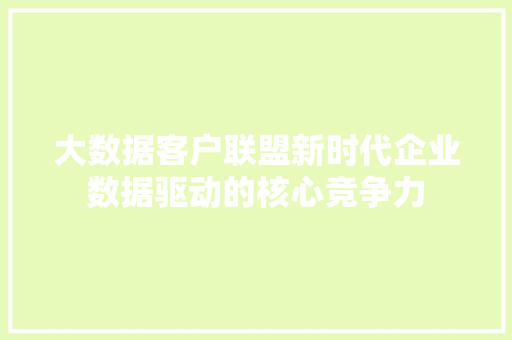 大数据客户联盟新时代企业数据驱动的核心竞争力  第1张