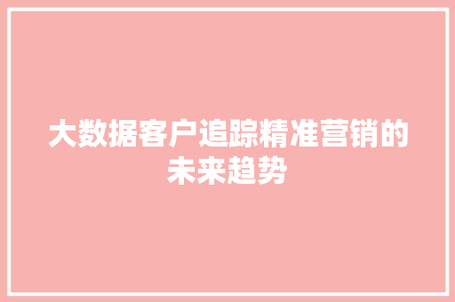 大数据客户追踪精准营销的未来趋势