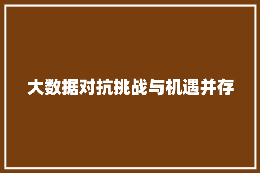 大数据对抗挑战与机遇并存