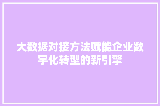 大数据对接方法赋能企业数字化转型的新引擎  第1张