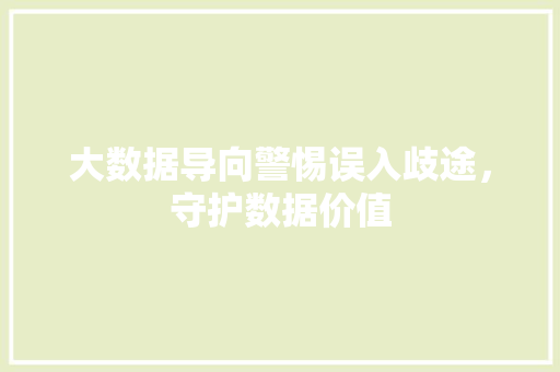 大数据导向警惕误入歧途，守护数据价值  第1张