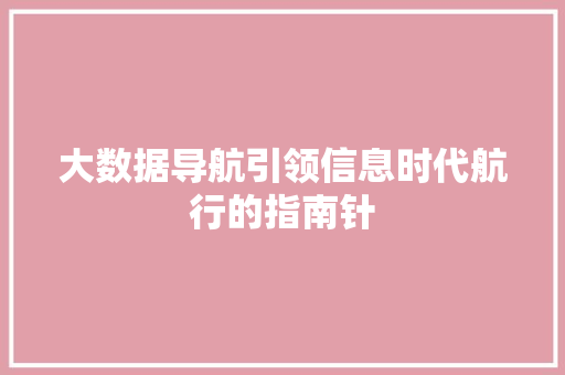 大数据导航引领信息时代航行的指南针  第1张