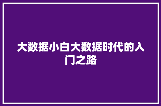 大数据小白大数据时代的入门之路